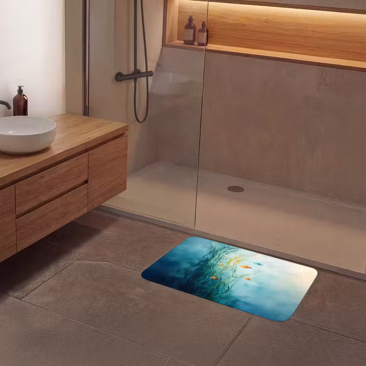 Waterplanten - Vissen - Kleurrijk - Water Badmat middel -sfeer2