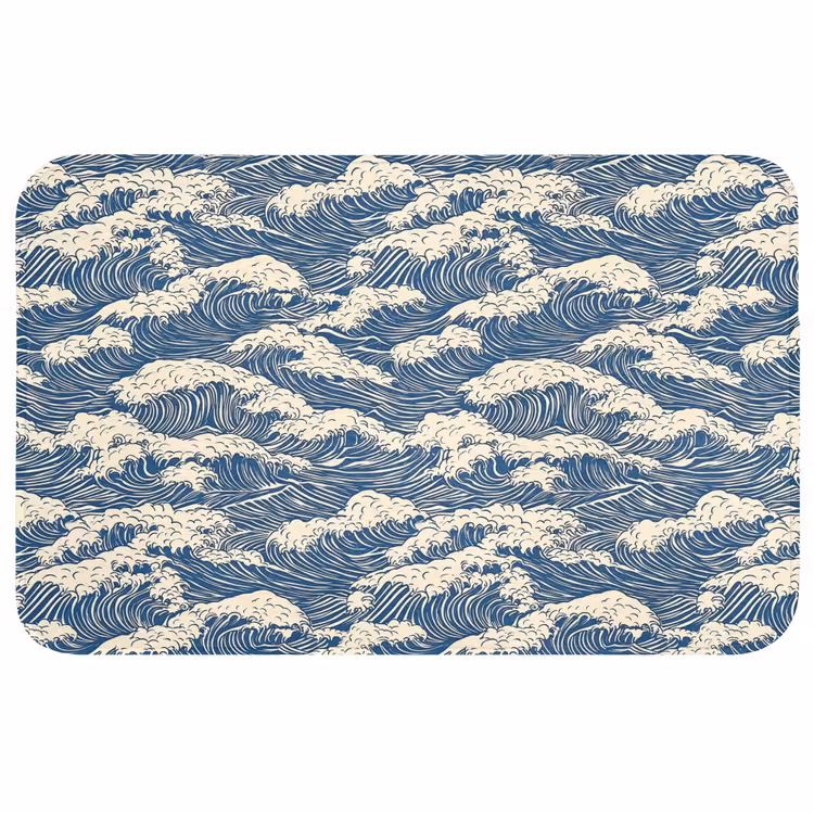 Golven - Klassiek - Blauw Badmat middel 997 -3d