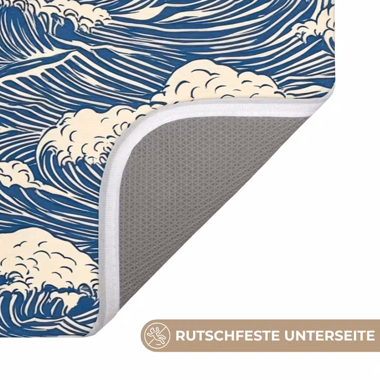 Golven - Klassiek - Blauw Badmat middel 997 -USP_AntislipDE