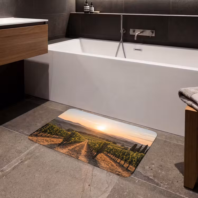 Wijngaard - Zonsondergang - Landschap Badmat middel -sfeer3