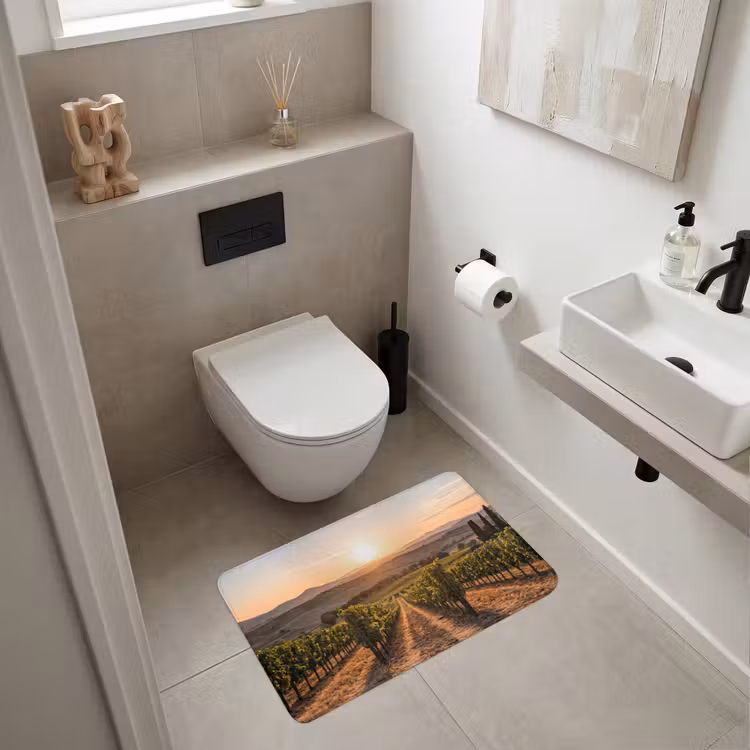 Wijngaard - Zonsondergang - Landschap Badmat middel -sfeer4
