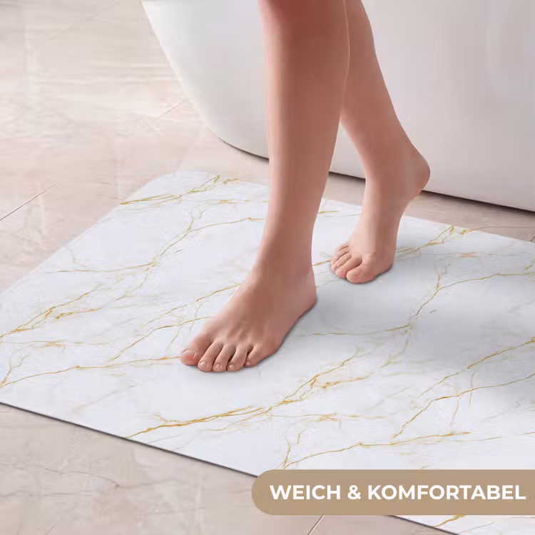Wit - Marmer - Goud - Luxueus Badmat middel 997 -USP_ZachtDE