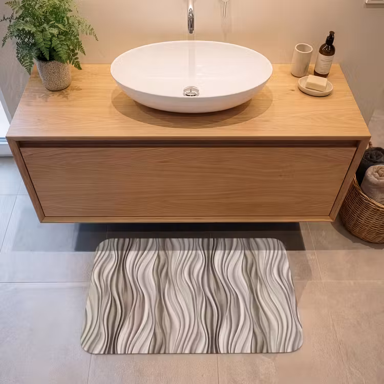 Golven - 3D - Crème Badmat middel 997 -sfeer1