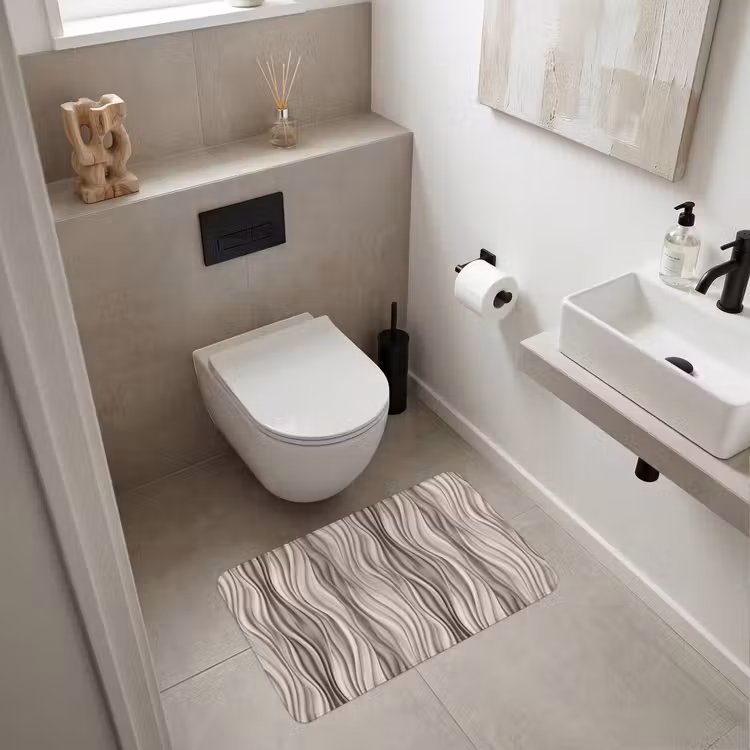 Golven - 3D - Crème Badmat middel 997 -sfeer4