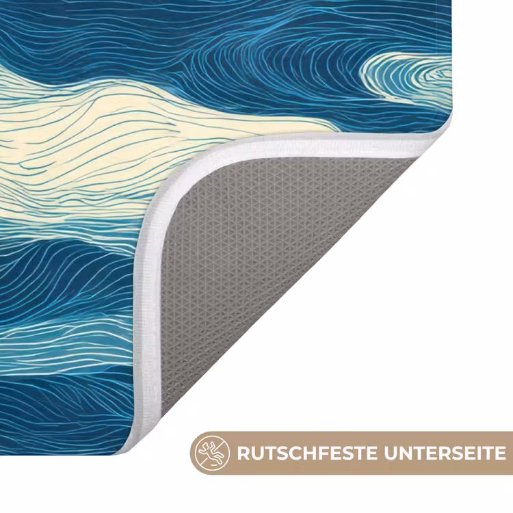 Golven - Abstract - Patroon - Blauw - Wit Badmat middel 997 -USP_AntislipDE