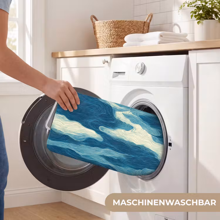 Golven - Abstract - Patroon - Blauw - Wit Badmat middel 997 -USP_WasbaarDE