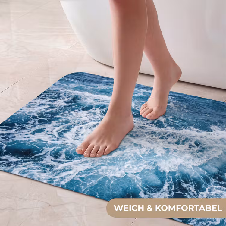 Golven - Oceaan - Blauw Badmat middel -USP_ZachtDE
