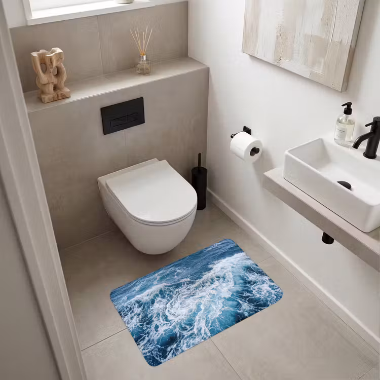Golven - Oceaan - Blauw Badmat middel -sfeer4