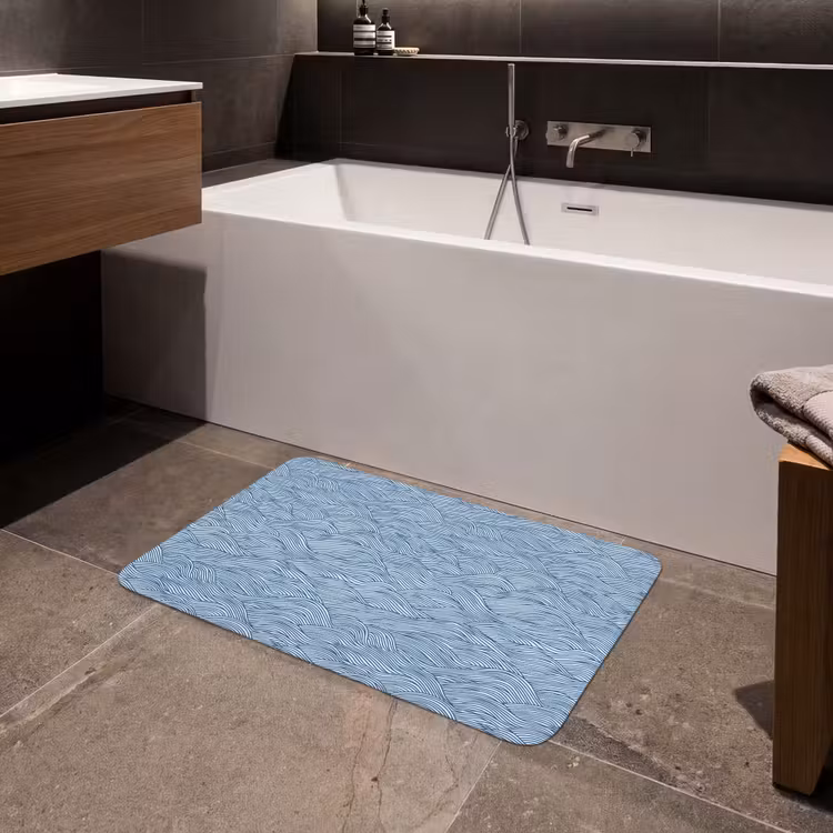 Golven - Ritmisch - Blauw Badmat middel 997 -sfeer3