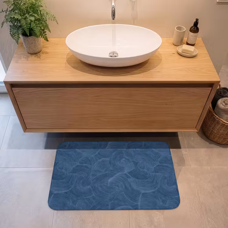 Golven - Textuur - Patroon - Blauw Badmat middel 997 -sfeer1