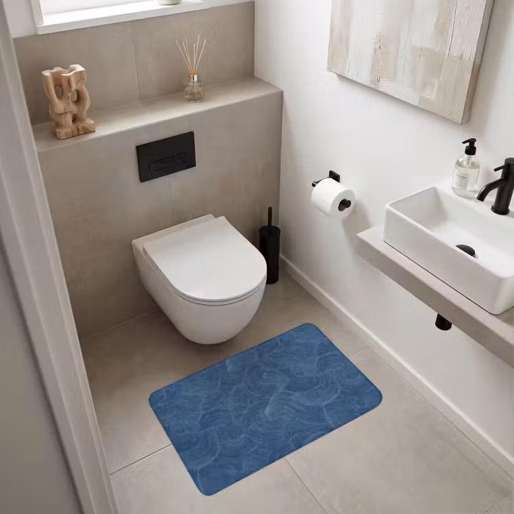 Golven - Textuur - Patroon - Blauw Badmat middel 997 -sfeer4