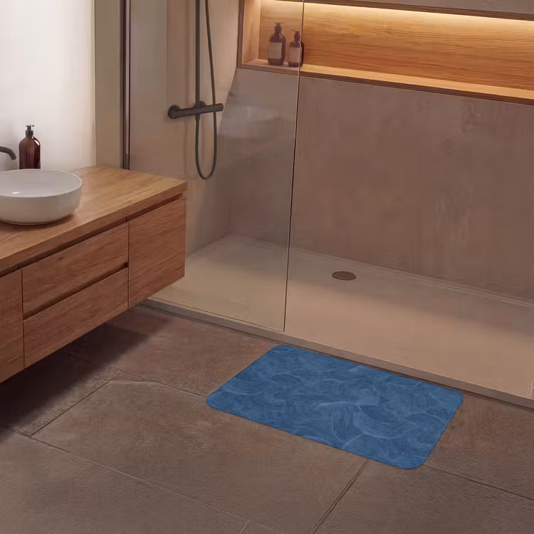 Golven - Textuur - Patroon - Blauw Badmat middel 997 -sfeer2