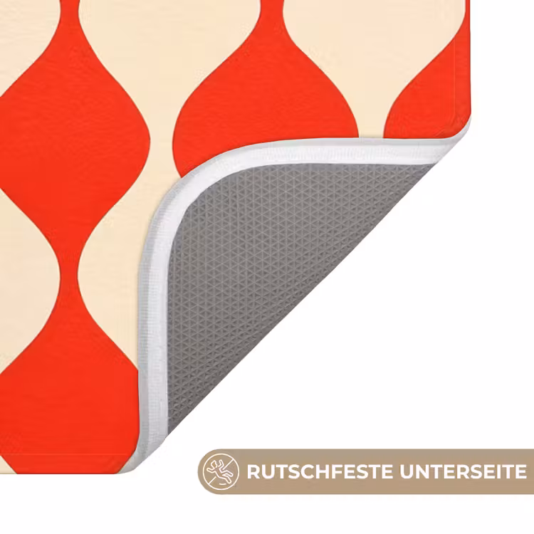 Golvend patroon - Retro - Rood - Beige Badmat middel 997 -USP_AntislipDE