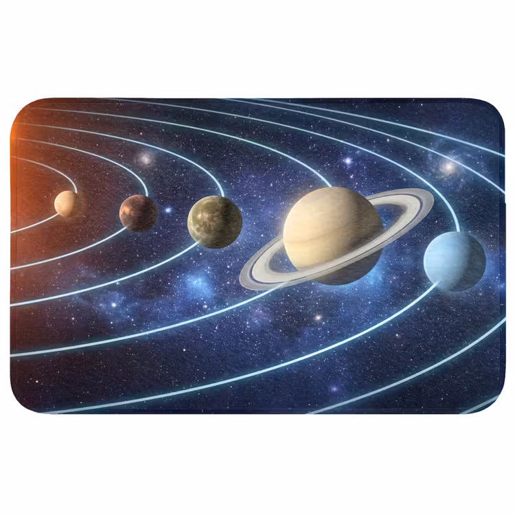 Ruimte - Zonnestelsel - Blauw Badmat middel -3d