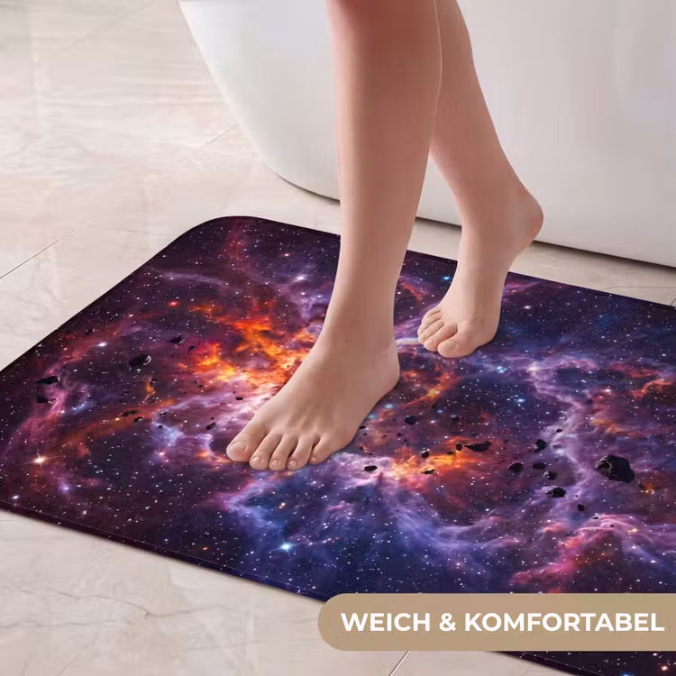 Space - Stars - Abstract - Colorful Badmat middel -USP_ZachtDE