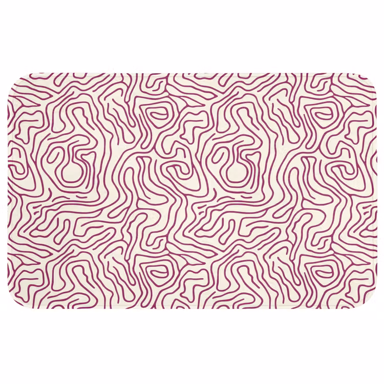 Kronkelende lijn - Magenta - Crème Badmat middel 997 -3d