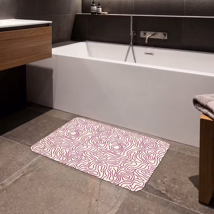 Kronkelende lijn - Magenta - Crème Badmat middel 997 -sfeer3