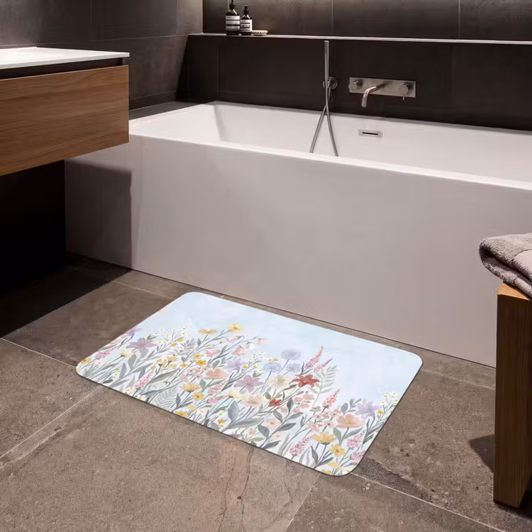Weidebloemen - Illustratie - Kleurrijk Badmat middel -sfeer3