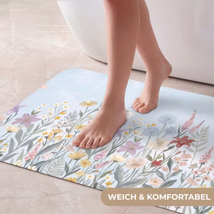 Weidebloemen - Illustratie - Kleurrijk Badmat middel -USP_ZachtDE