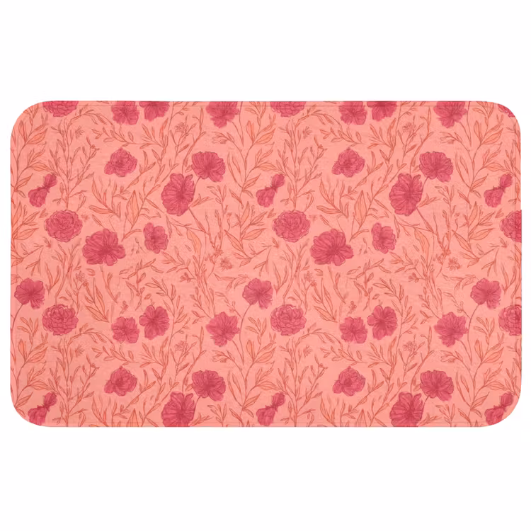 Weidebloemen - Romantisch - Roze Badmat middel 997 -3d