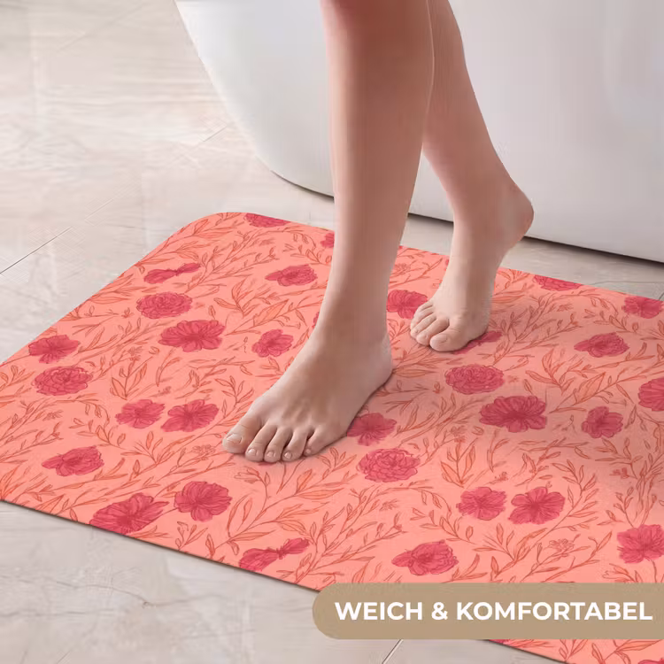 Weidebloemen - Romantisch - Roze Badmat middel 997 -USP_ZachtDE