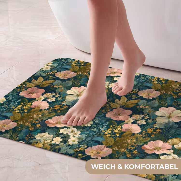 Wilde bloemen - Botanisch - Patroon - Roze - Romantisch Badmat middel 997 -USP_ZachtDE