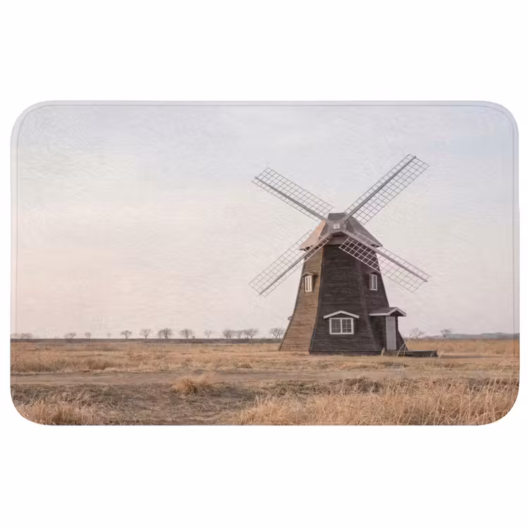 Windmolens - Landschap - Veld Badmat middel -3d