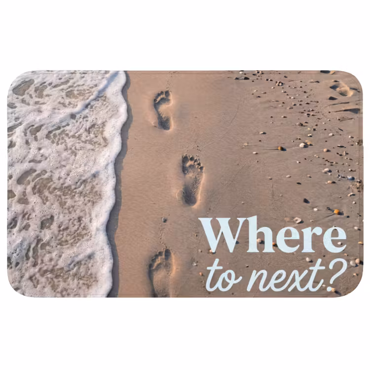 Where to next - Strand - Voetstappen Badmat middel -3d