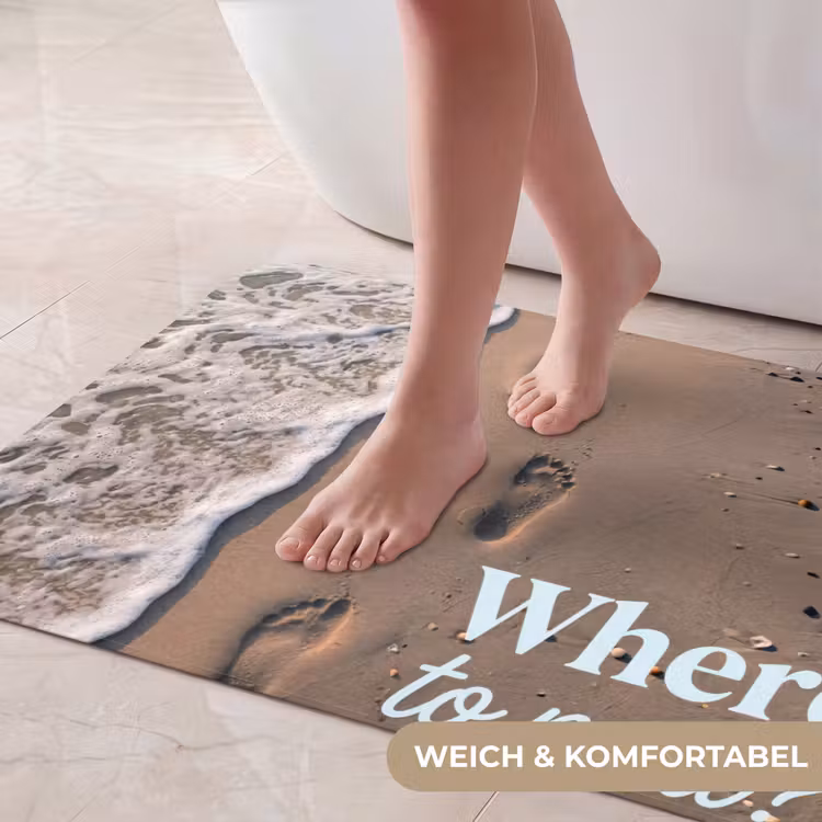 Where to next - Strand - Voetstappen Badmat middel -USP_ZachtDE