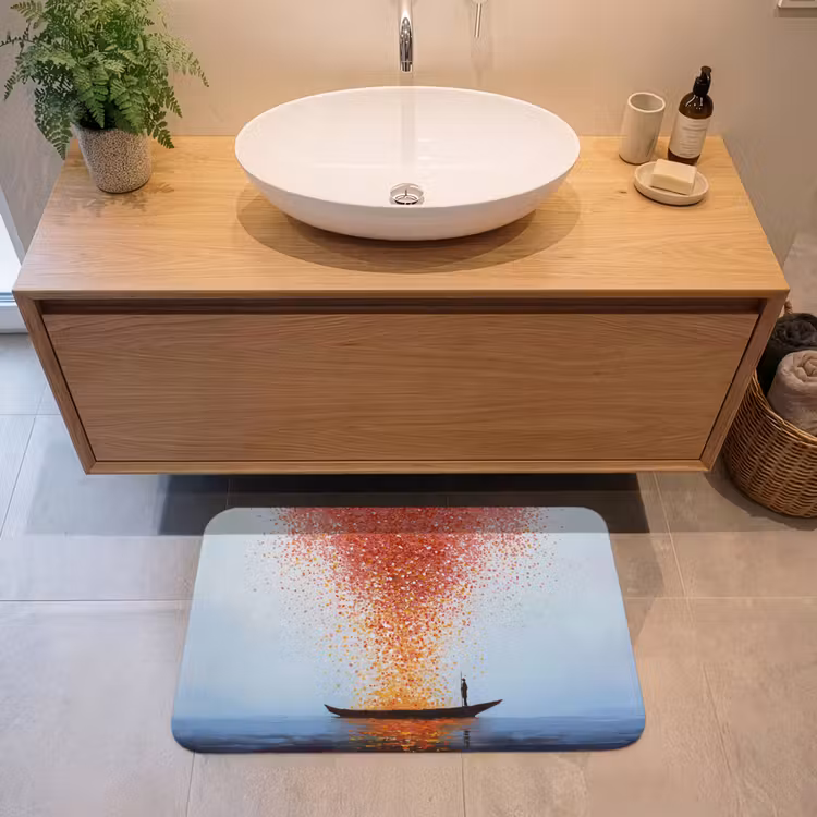 Wolk - Confetti - Boot - Wateroppervlakte Badmat middel -sfeer1