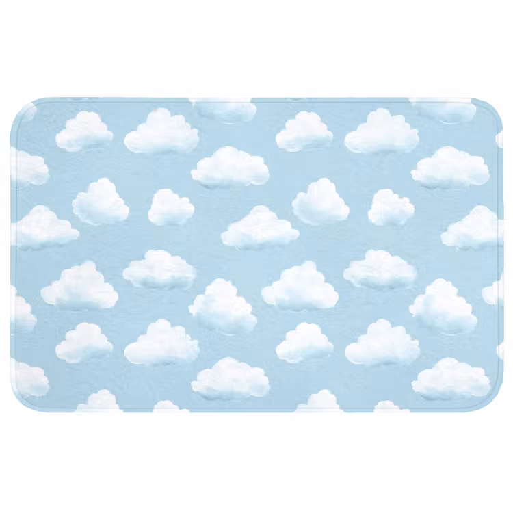 Wolken - Illustratie - Blauw Badmat middel 997 -3d