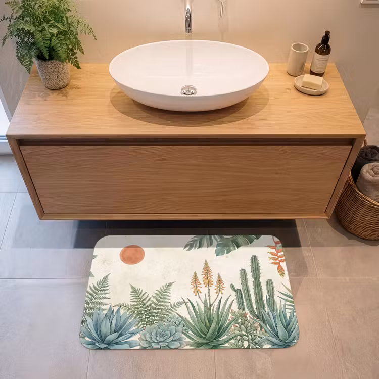 Woestijn - Planten - Groen Badmat middel -sfeer1