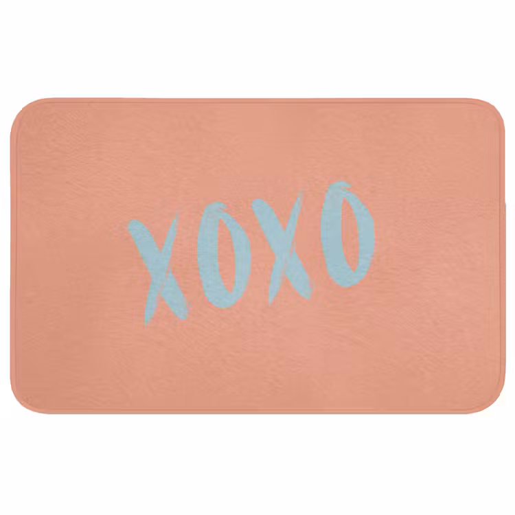 XOXO - Blauw - Perzikkleur Badmat middel -3d
