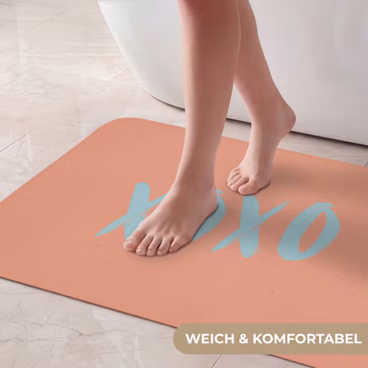 XOXO - Blauw - Perzikkleur Badmat middel -USP_ZachtDE