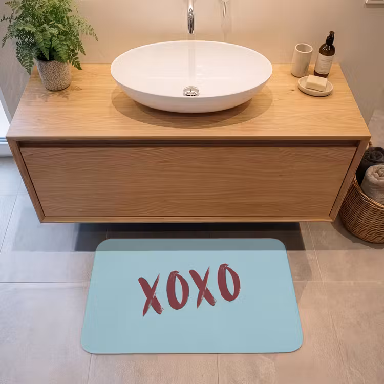XOXO - Blauw - Rood Badmat middel -sfeer1