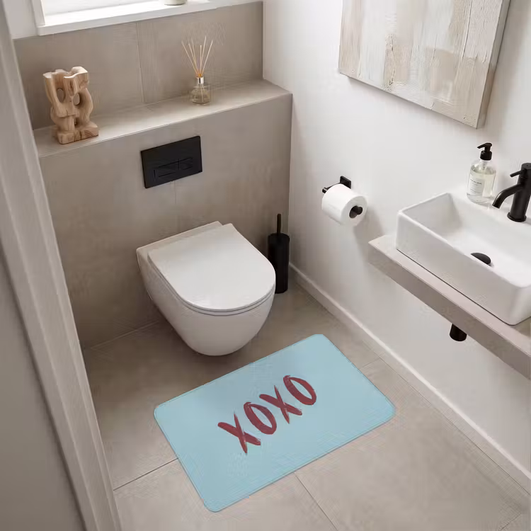 XOXO - Blauw - Rood Badmat middel -sfeer4