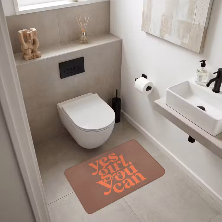 Yes girl you can - Oranje - Bruin Badmat middel -sfeer4