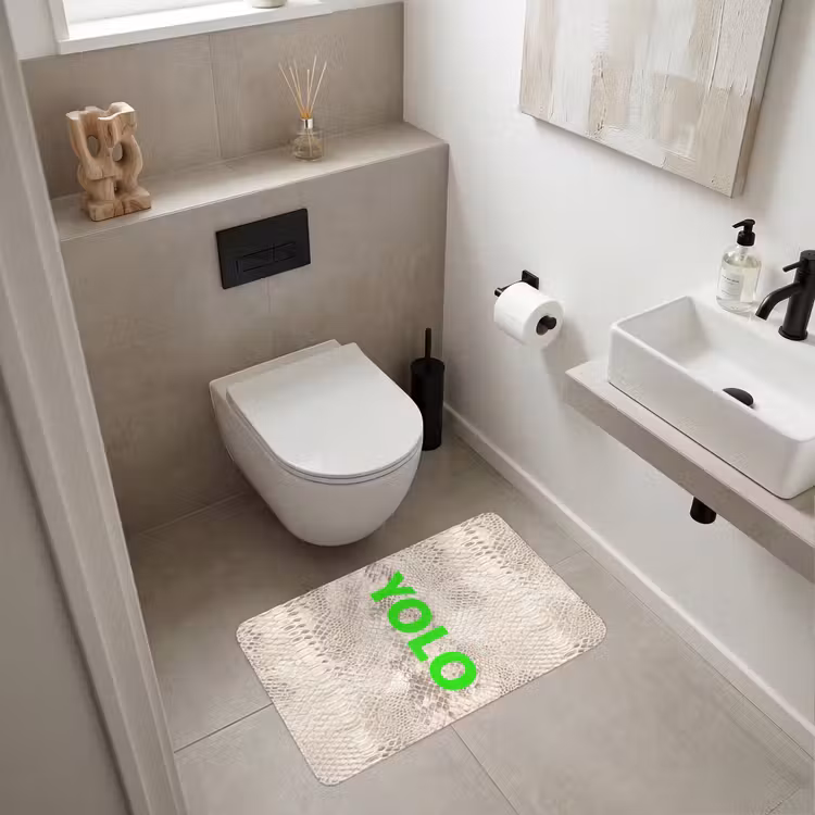 YOLO - Groen - Neon - Slangenprnt Badmat middel -sfeer4