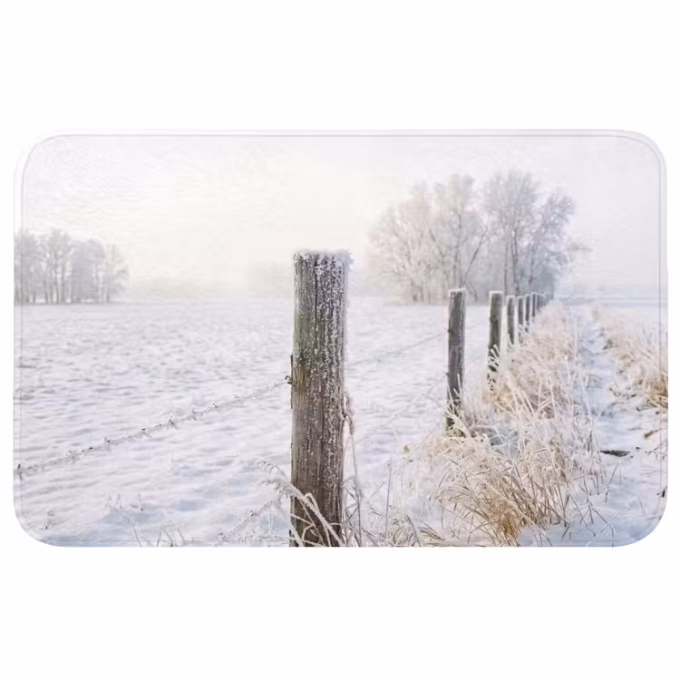 Hek - Sneeuw - Mist - Platteland - Nostalgisch Badmat middel -3d