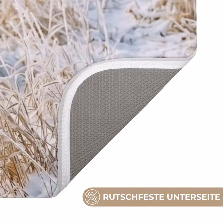 Hek - Sneeuw - Mist - Platteland - Nostalgisch Badmat middel -USP_AntislipDE