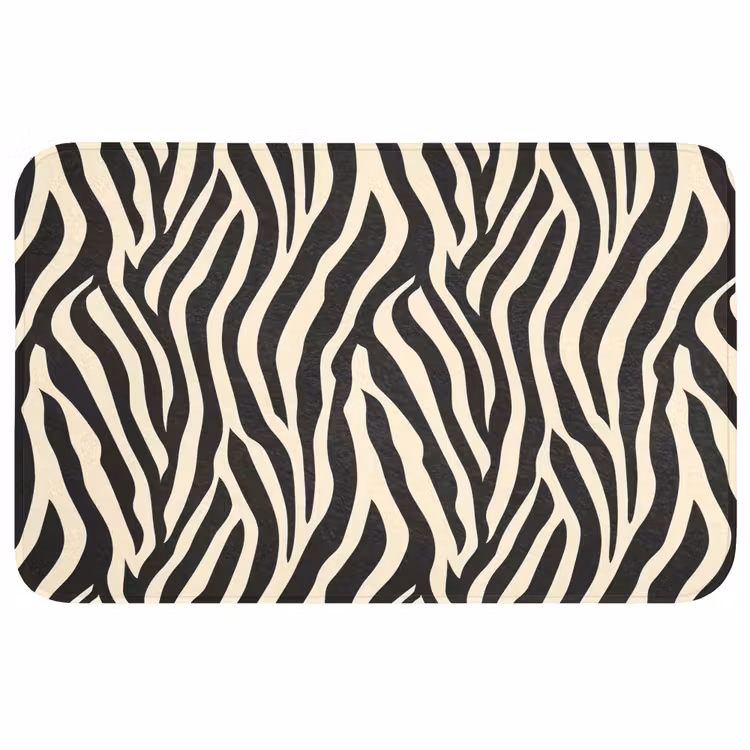 Zebra - Print - Klassiek - Zwart Badmat middel 997 -3d