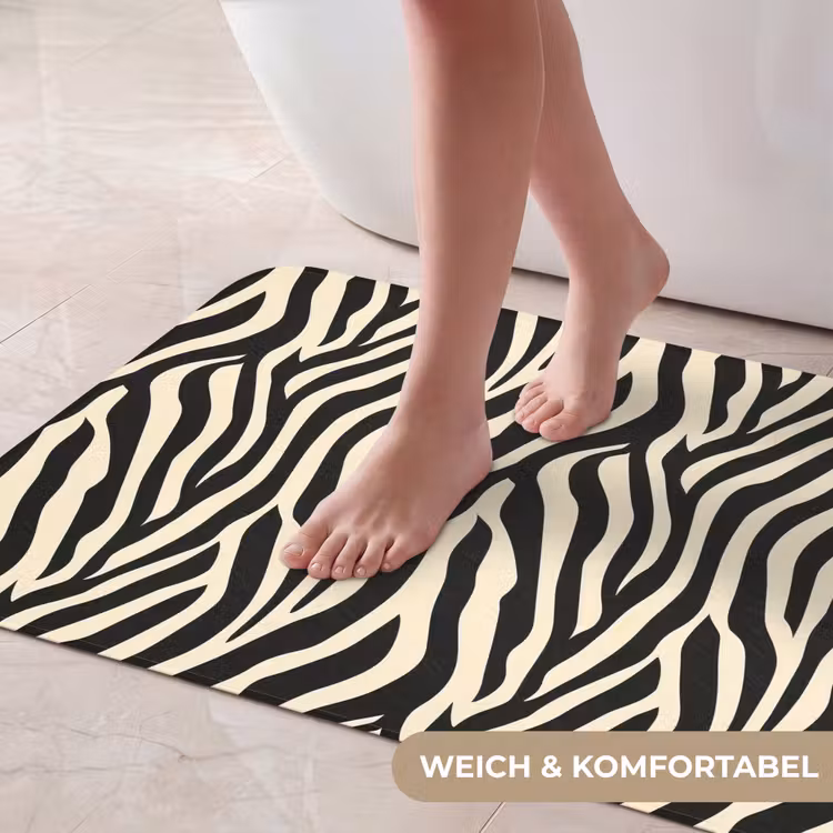 Zebra - Print - Klassiek - Zwart Badmat middel 997 -USP_ZachtDE