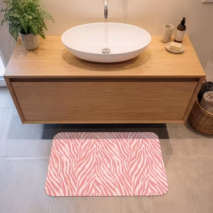 Zebra - Print - Roze Badmat middel 997 -sfeer1