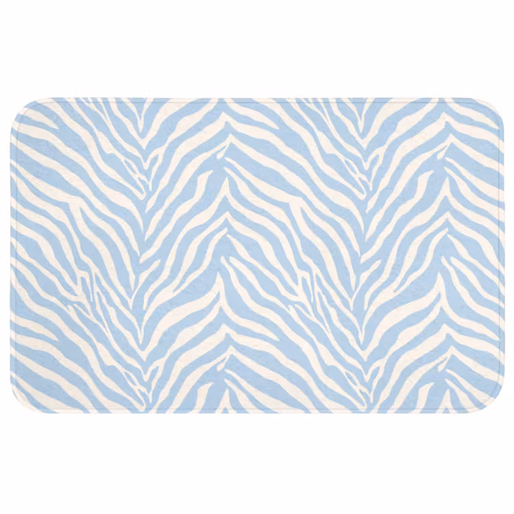 Zebra - Motief - Blauw - Wit Badmat middel 997 -3d