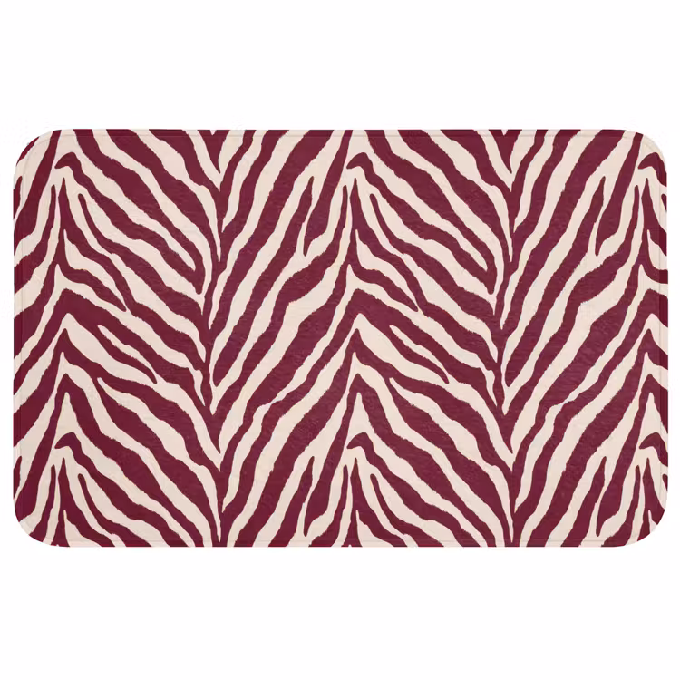 Zebra - Motief - Bordeaux - Rood Badmat middel 997 -3d