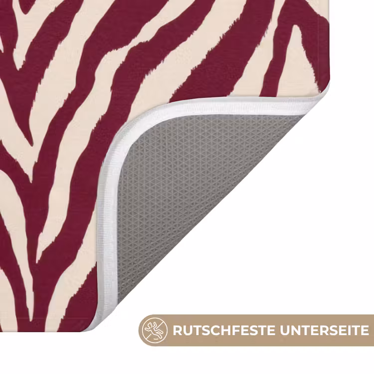 Zebra - Motief - Bordeaux - Rood Badmat middel 997 -USP_AntislipDE