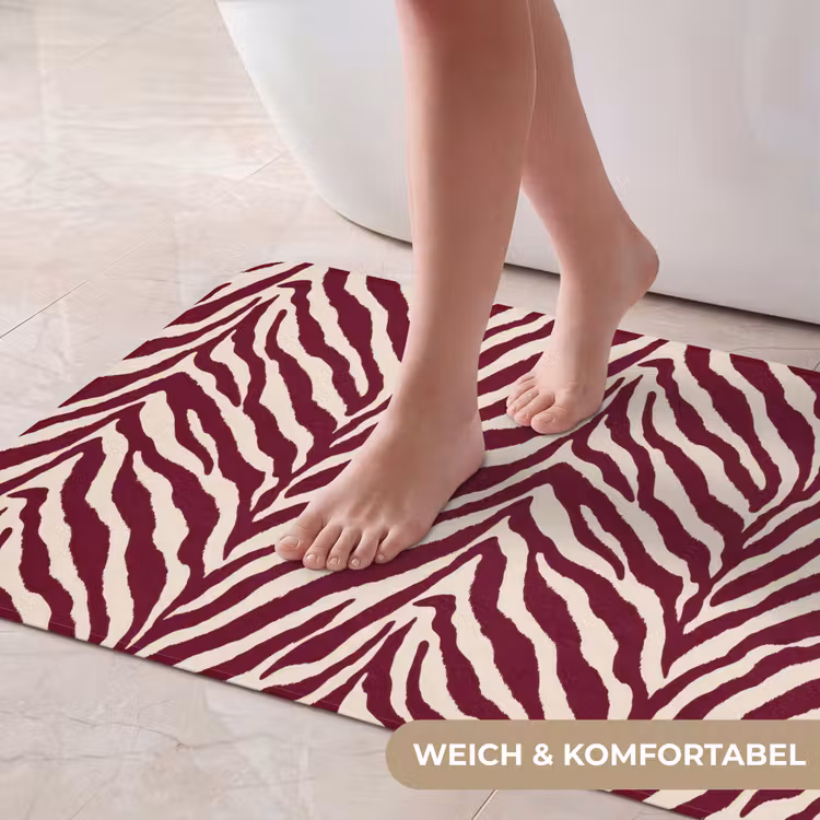 Zebra - Motief - Bordeaux - Rood Badmat middel 997 -USP_ZachtDE
