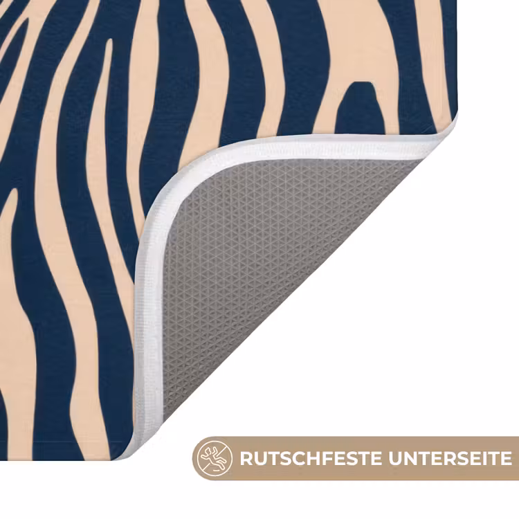 Zebra - Patroon - Blauw - Beige Badmat middel 997 -USP_AntislipDE