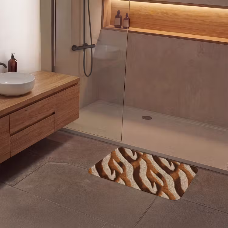 Zebra - Patroon - Bruin Badmat middel 997 -sfeer2