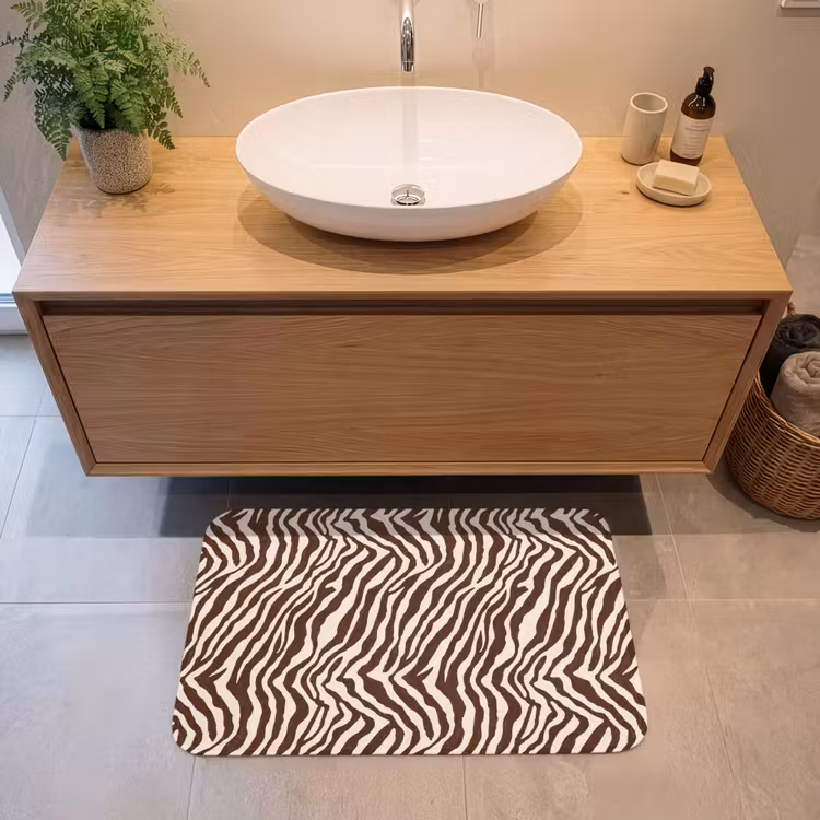 Zebra - Patroon - Zwart - Wit Badmat middel 997 -sfeer1